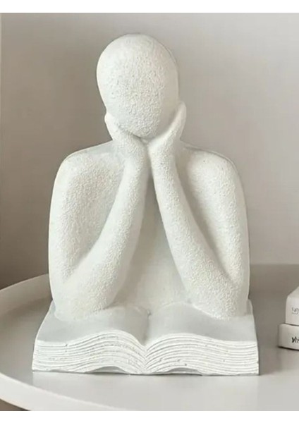 Kitap Okuyan Iskandinav Tarzı Biblo Heykel Figür Dekor Dekorasyon 3D 3 Boyutlu