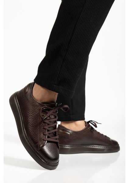 Hakiki Deri Erkek Casual Ayakkabı Kahverengi Düz Taban Bağlı fiyatları