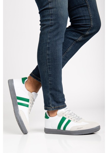 Erkek Spor Ayakkabı Yeşil Beyaz Samba Model Ince Taban Bağcıklı fiyatları