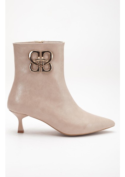 Nude Kadın Ince Topuklu Bot Aksesuarlı Sivri Burun modelleri