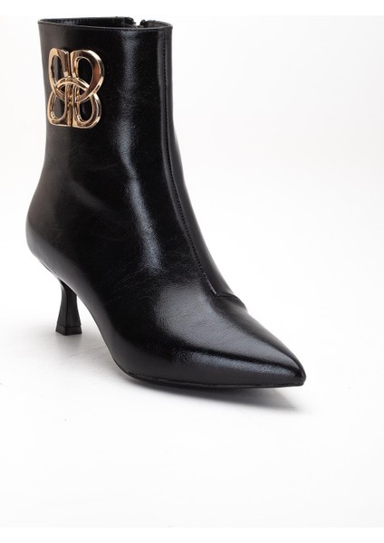 Siyah Kadın Ince Topuklu Bot Aksesuarlı Sivri Burun fırsatları