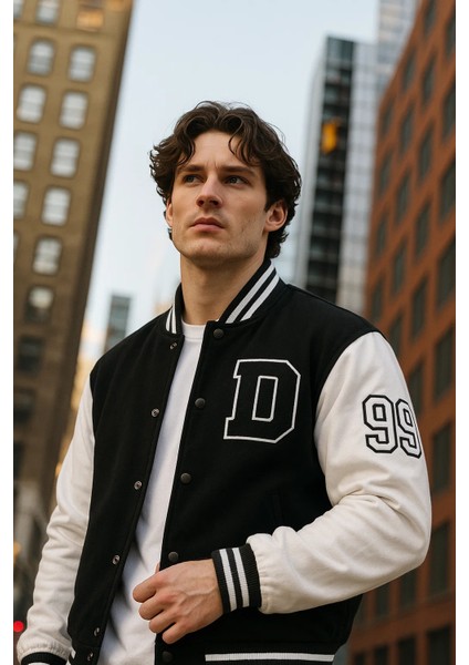 Erkek Mevsimlik Oversize Siyah Kot Kolej Mont