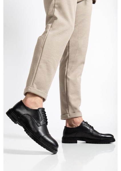 Hakiki Deri Siyah Erkek Klasik Ayakkabı Termo Taban Bağlı Maskeletli fiyatları