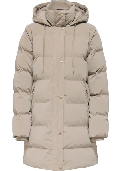 Onldixie Kapitoneli Regular Fit Kapüşonlu Uzun Mont Bayan Mont 15349120