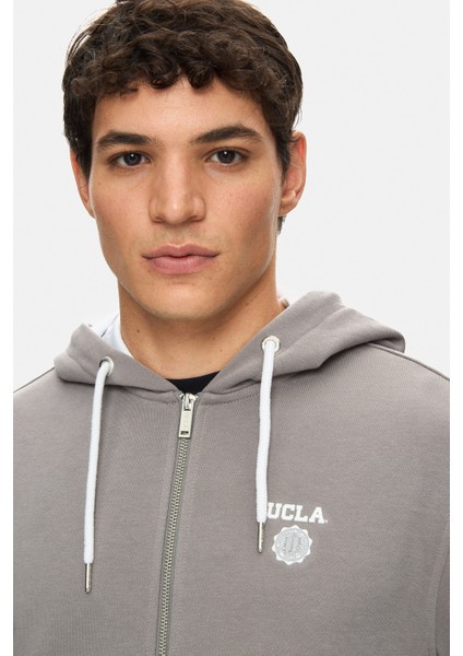 Hılgard Grafit Kapüşonlu ve Fermuarlı Baskılı Standard Fit Erkek Sweatshirt fiyatları