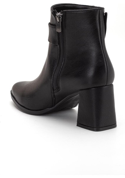 Siyah Kadın Kalın Topuklu Bot Taş Tokalı Sivri Burun indirimleri