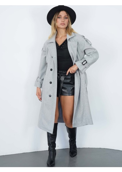 Düğmeli Astarlı Kruvaze Kaşe Manto fiyatları