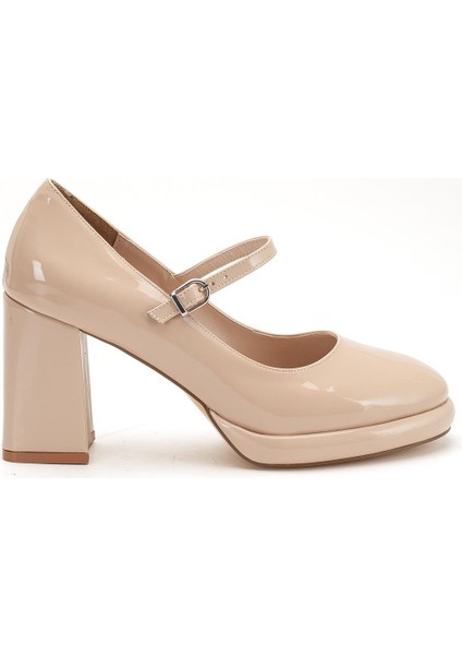 Kadın Kalın Platform Topuklu Ayakkabı Ten Rugan Baretli modelleri