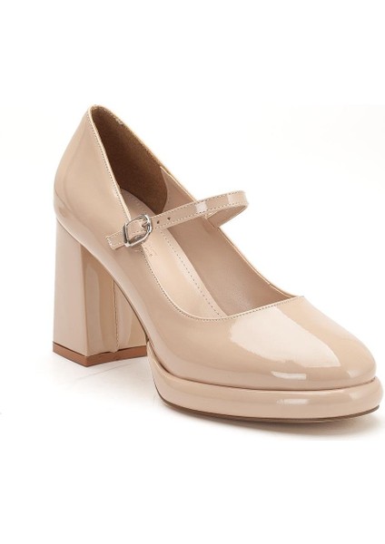 Kadın Kalın Platform Topuklu Ayakkabı Ten Rugan Baretli fırsatları