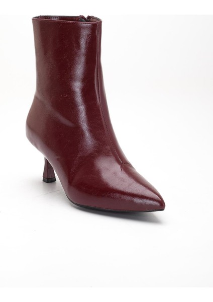 Bordo Kadın Ince Topuklu Bot Kırışık Rugan Sivri Burun fırsatları
