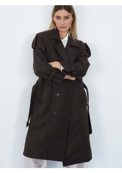 Düğmeli Astarlı Kruvaze Kaşe Manto fiyatları