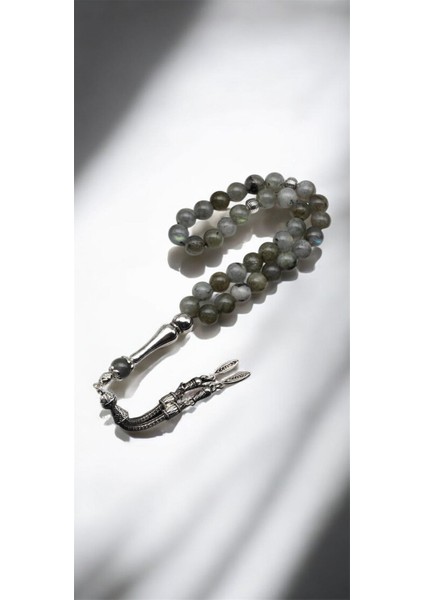 Sertifikalı Labradorit Doğal Taş Tesbih 8 mm 33'lü Yuvarlak Kesim