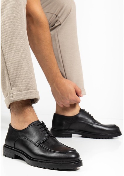Hakiki Deri Siyah Erkek Klasik Ayakkabı Termo Taban Bağcıklı fiyatları