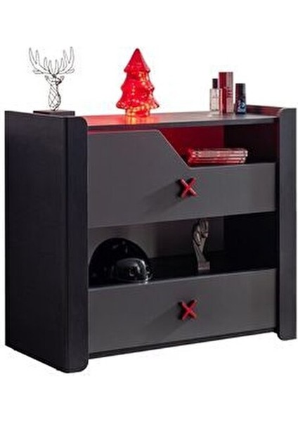 Gamer Şifonyer Melamin Kaplı 2 Çekmeceli Klasik Tasarım 90x80x45 cm