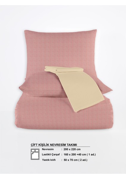 Chıc %100 Pamuk Ranforce Akay Kırmızı Ipliği Boyalı Nevresim Takımı Çift Kişilik - 200X220 cm indirimleri