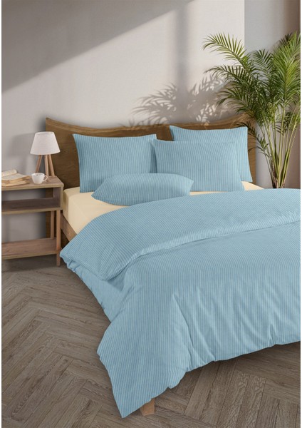 Chıc %100 Pamuk Ranforce Akay Mavi Ipliği Boyalı Nevresim Takımı Çift Kişilik - 200X220 cm