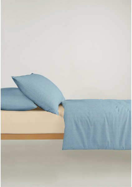 Chıc %100 Pamuk Ranforce Akay Mavi Ipliği Boyalı Nevresim Takımı Çift Kişilik - 200X220 cm fırsatları