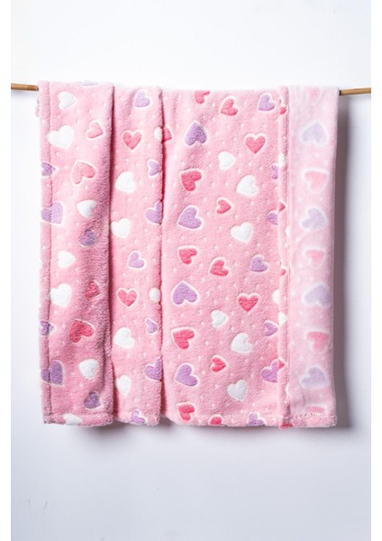 Baby Blanket Pembe Kalpli Bebek Battaniyesi
