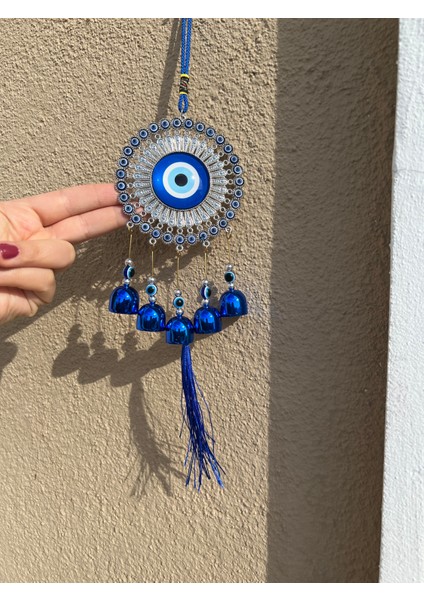 Nazar Boncuklu Mavi Zilli Rüzgar Çanı/ Nazarlıklı Rüzgar Çanı/duvar Dekoru Nazarlık Model2 modelleri