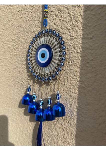 Nazar Boncuklu Mavi Zilli Rüzgar Çanı/ Nazarlıklı Rüzgar Çanı/duvar Dekoru Nazarlık Model2