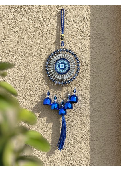 Nazar Boncuklu Mavi Zilli Rüzgar Çanı/ Nazarlıklı Rüzgar Çanı/duvar Dekoru Nazarlık Model2
