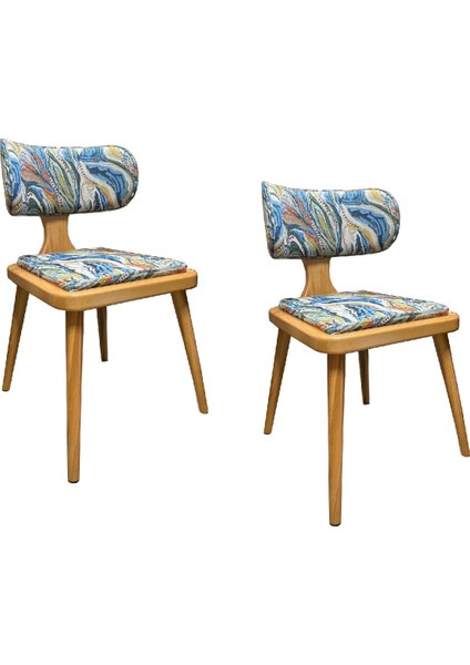 2 Adet Luvia Sandalye Natural Ahşap Sandalye