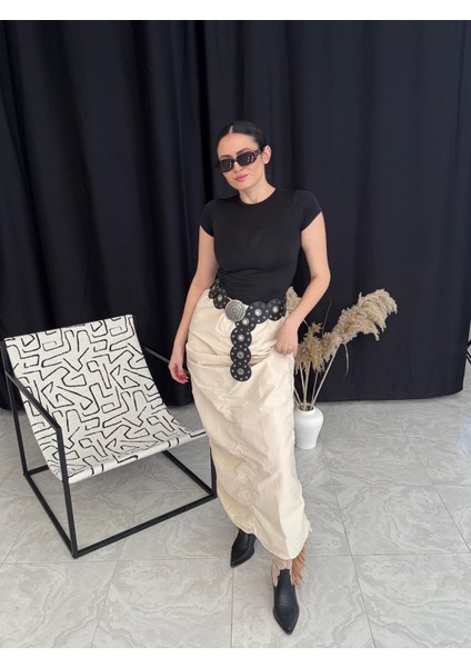 Büzgü Detay Maxi Etek