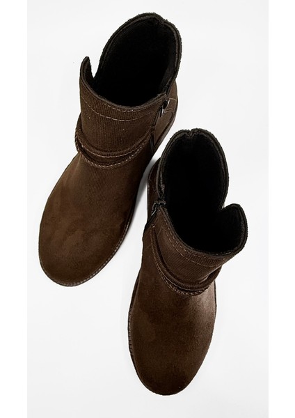 Sade Fermuarlı Aksesuarlı Düz Bot KAHVE SÜET indirimleri