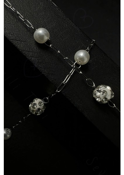 Parlak Taşlı Tasarım Silver Çelik Zincir Kolye (Bileklik Hediyeli) | Glorious Serisi