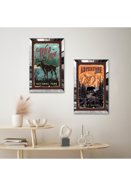 Gümüş Aynalı Pleksi Çerçeveli Dekoratif Afiş Ikili Mdf Tablo Seti fiyatları