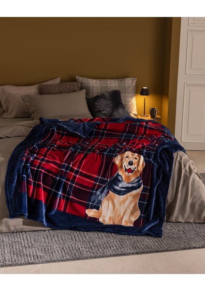 Thorez Tek Kişilik Welsoft Baskılı Battaniye - Lacivert/kırmızı