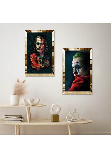 Gold Aynalı Pleksi Çerçeveli Joker Ikili Mdf Tablo Seti fiyatları