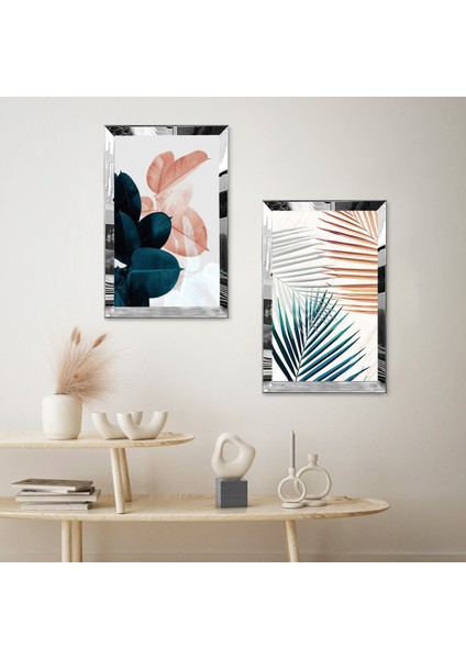 Gümüş Aynalı Pleksi Çerçeveli Renkli Yuvarlak Modern Soyut Şekiller Ikili Mdf Tablo Seti fiyatları