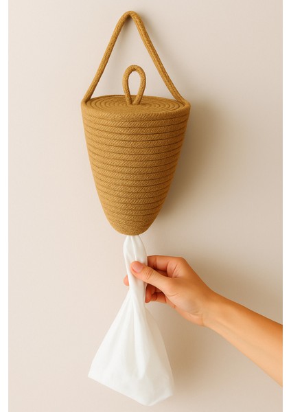 Poşetlik Halat Ip El Dokuma Duvar Askılı Saklama Torbası Ev Düzenleme Aksesuarı Sepet 30 x 20 cm fiyatları