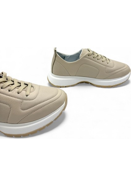 Aurora Bej Hakiki Deri Basic Kadın Sneaker modelleri