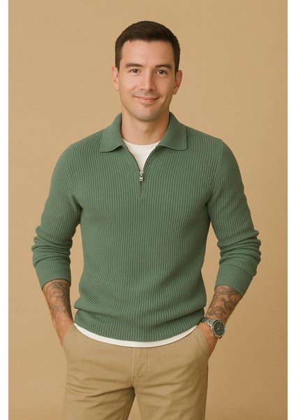 Polo Yaka Triko Kazak Kalın Regular Erkek fiyatları