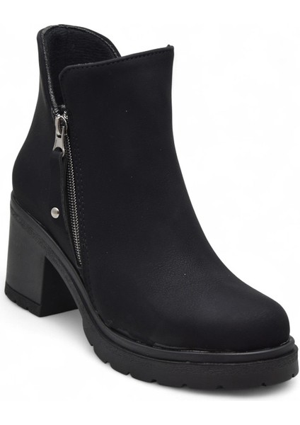 4559 Kadın Bot Ayakkabı Kaymaz Taban Fermuarlı Bağcıklı Günlük Kadın Bot