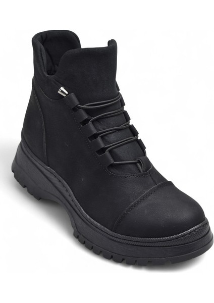 4561 Kadın Bot Ayakkabı Kaymaz Taban Fermuarlı Bağcıklı Günlük Kadın Bot