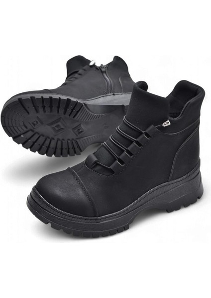 4561 Kadın Bot Ayakkabı Kaymaz Taban Fermuarlı Bağcıklı Günlük Kadın Bot modelleri