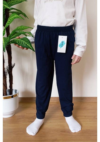 Çocuk Lacivert Yazlık Pamuklu Paçası Lastikli Esnek Penye Pijama Altı modelleri