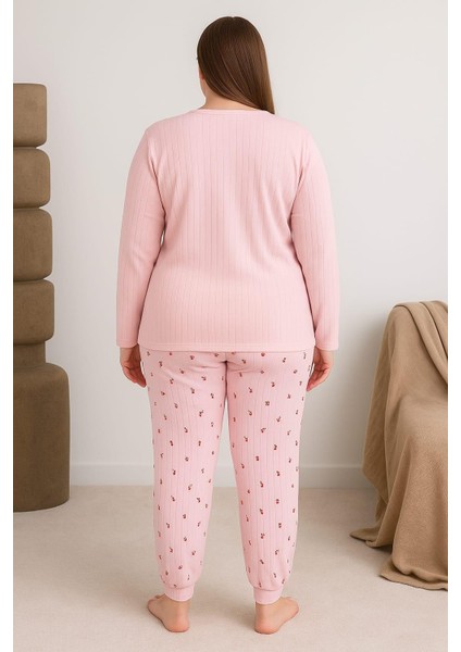 Kadın Büyük Beden Raporlu 0249 Pijama Takımı Pembe fiyatları