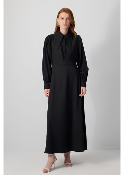 Siyah Pile Detaylı Krep Jile MKN4003