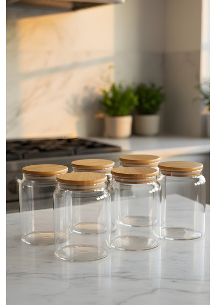 18'li Cam Kavanoz Seti 575- 860- 1130 cc – Vakumlu Bambu Kavanoz modelleri