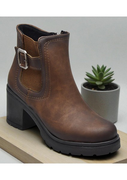 4563 Kadın Bot Ayakkabı Kaymaz Taban Fermuarlı Bağcıklı Günlük Kadın Bot