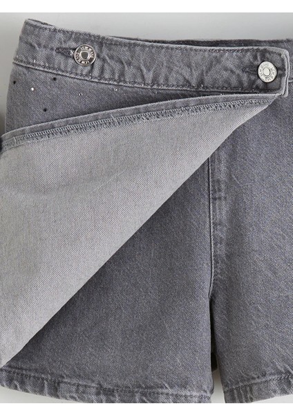 Lcw Kids Gri Taşlı Kız Çocuk Jean Şort Etek modelleri