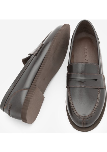 Kadın Loafer Düz Taban Makosen Günlük Ayakkabı Benif Kahve
