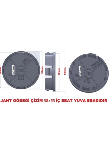 Jant Göbeği Ferrari Uyumlu 58/55 55MM Yuva 4lü Set Sarı