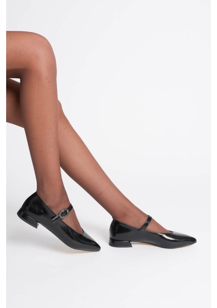 Meredith Premium Siyah Günlük Kısa Sivri Burunlu Mary Jane Babet fiyatları