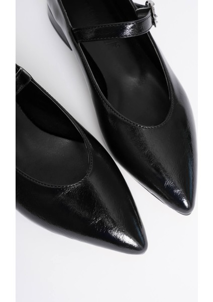 Meredith Premium Siyah Günlük Kısa Sivri Burunlu Mary Jane Babet indirimleri