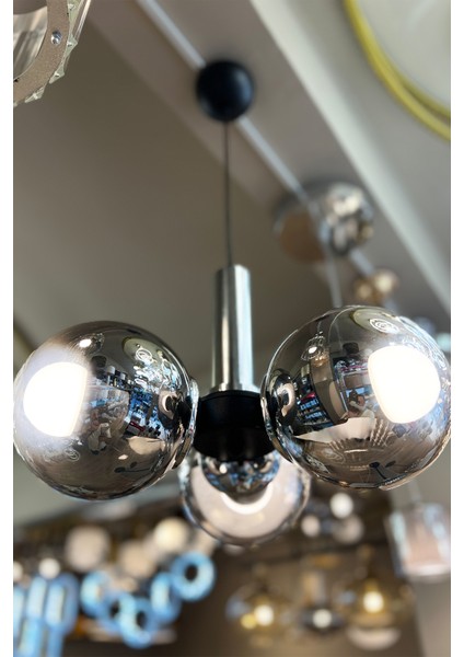 Globe Black & Silver Quad Plafonyer Krom Cam Avize modelleri